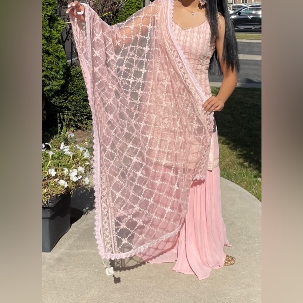 Baby pink gharara suit